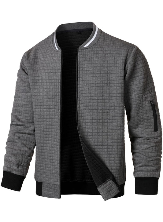 HOOD CREW Men’s Lightweight Casual Jackets Varsity Bomber Jacket Coat with Zipper Dark Grey L