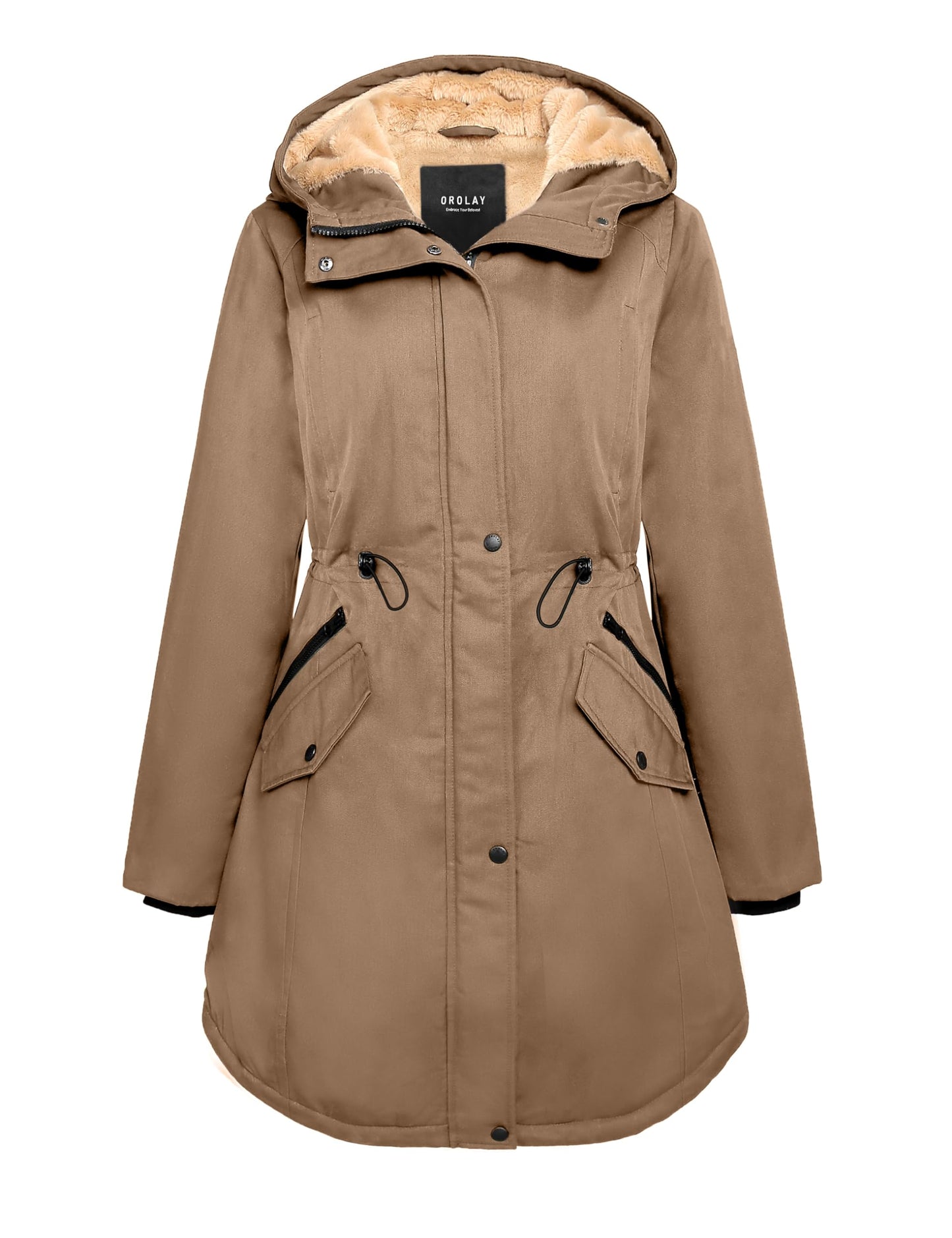 Orolay Women's Thicken Fleece Lined Parka Winter Coat Hooded Jacket with Pockets Kangaroo M