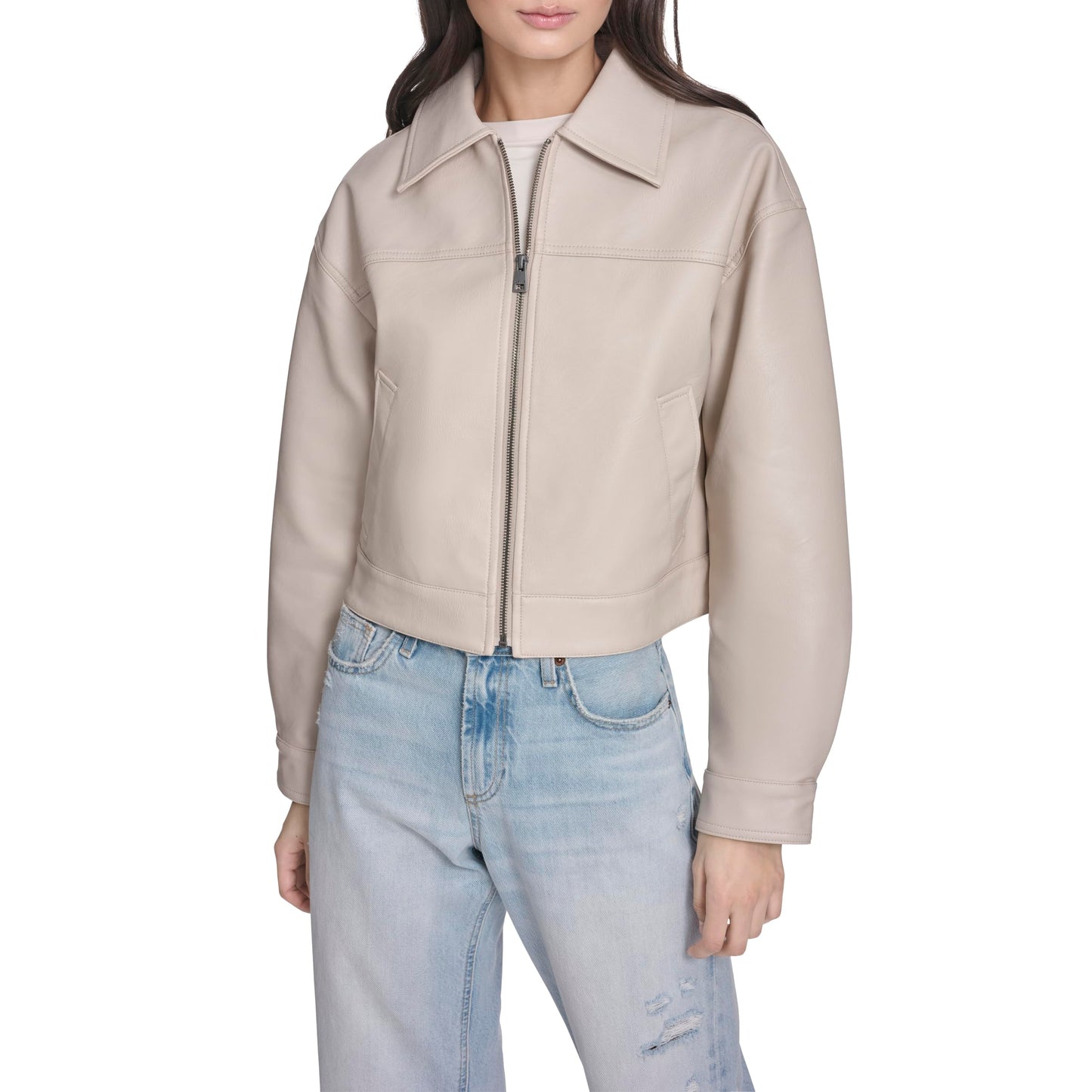 Levi's Women's Relaxed Fit Zip Front Jacket, Chateau Grey Faux Leather, X-Large