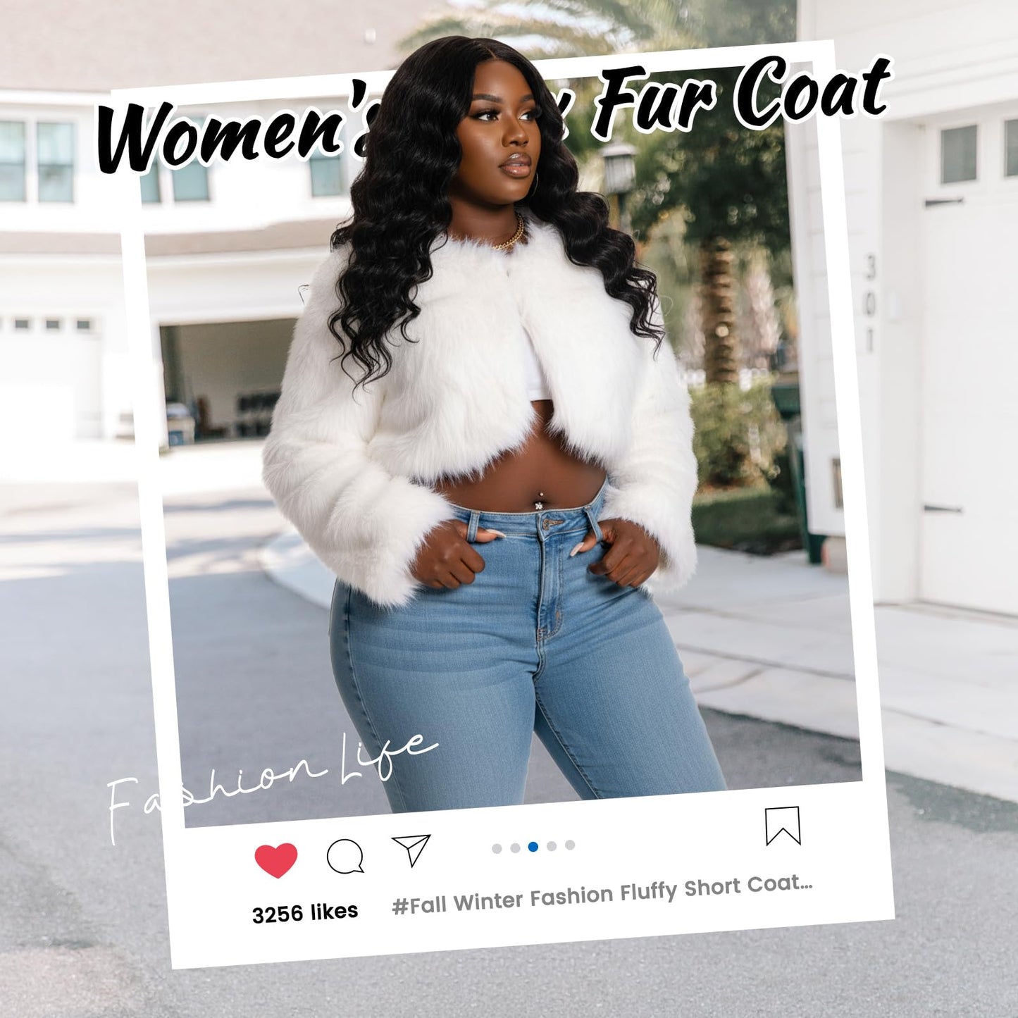WELLATENT Fur Coats For Women,Plus Size Cropped Faux Fuzzy Jacket Fluffy Fall Coat.