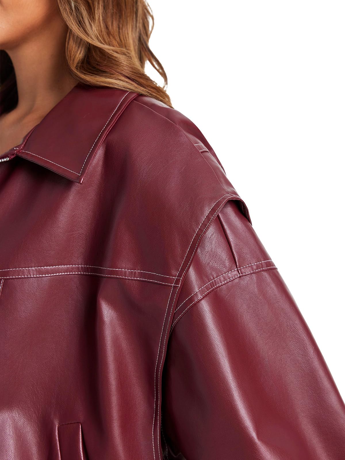 Tankaneo Womens Leather Jacket Faux Oversized Motorcycle Bomber Coats Jackets Fashion Outfits Clothes