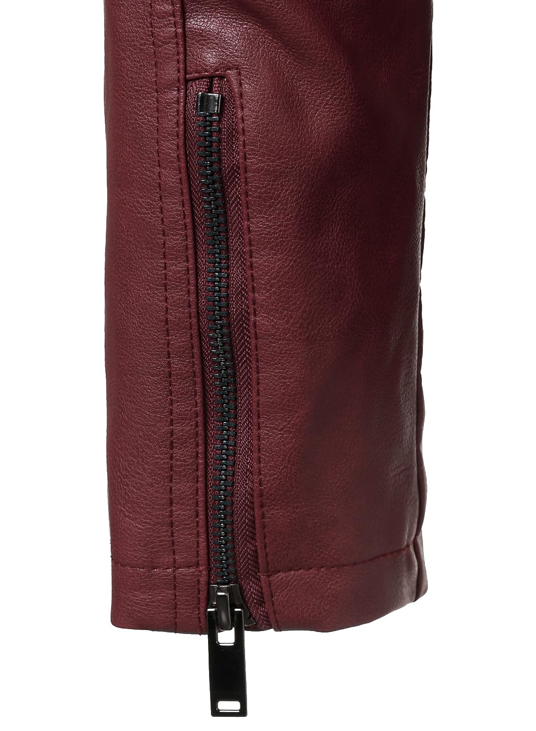 HOOD CREW Men’s Faux Leather Motorcycle Jackets Stand-up Collar Leather Jacket Vintage Coats Outwear Red M