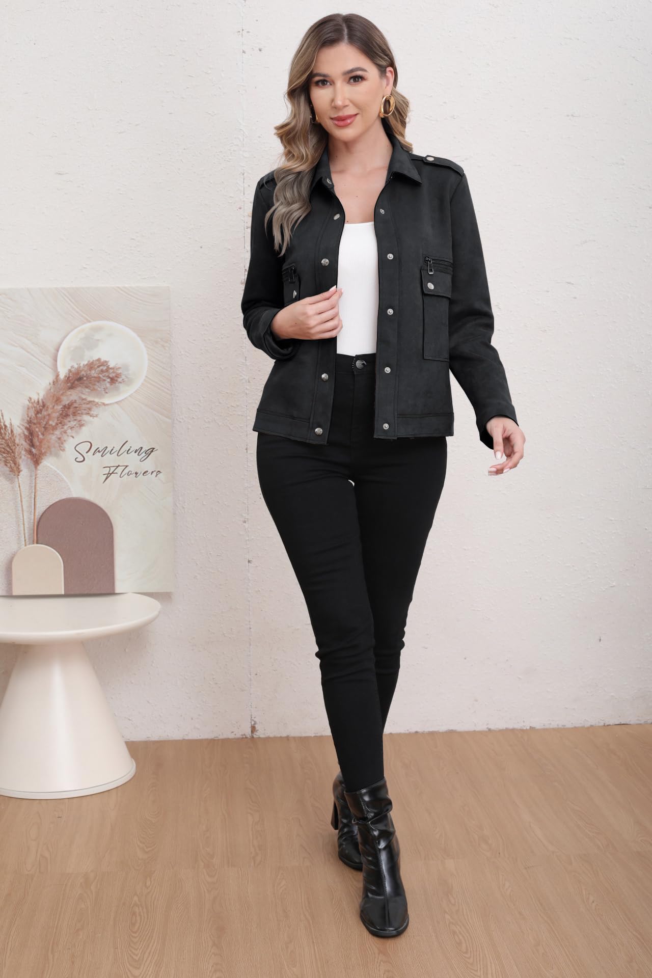 utcoco Womens Cropped Suede Leather Jacket Fashion Motorcycle Bomber Jackets Fall Winter Coats for Women 2025 (X-Large, Black)