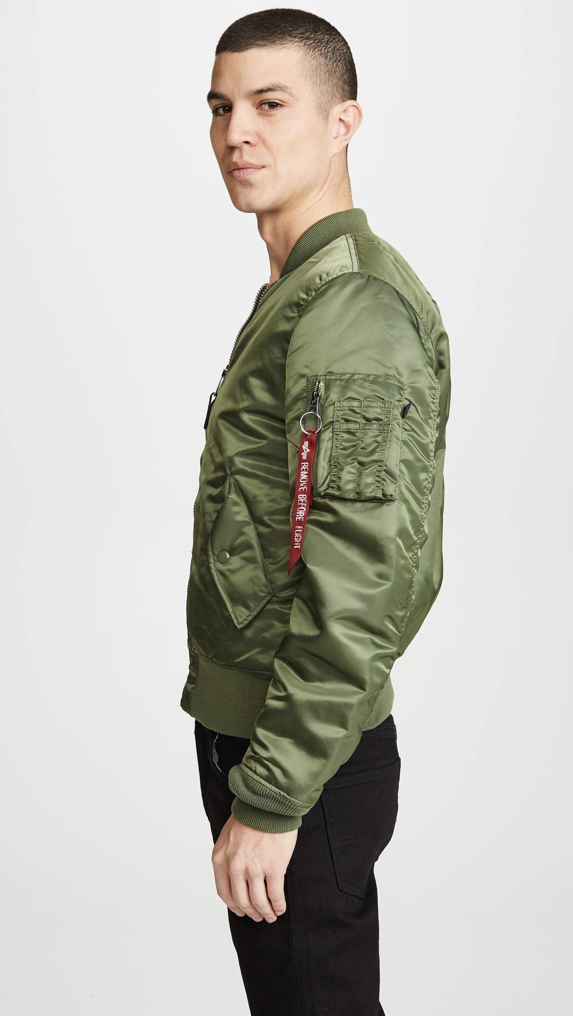 Alpha Industries MA-1 Slim Fit Bomber Flight Jacket - Fighter Pilot Flight Jacket - Sage, S