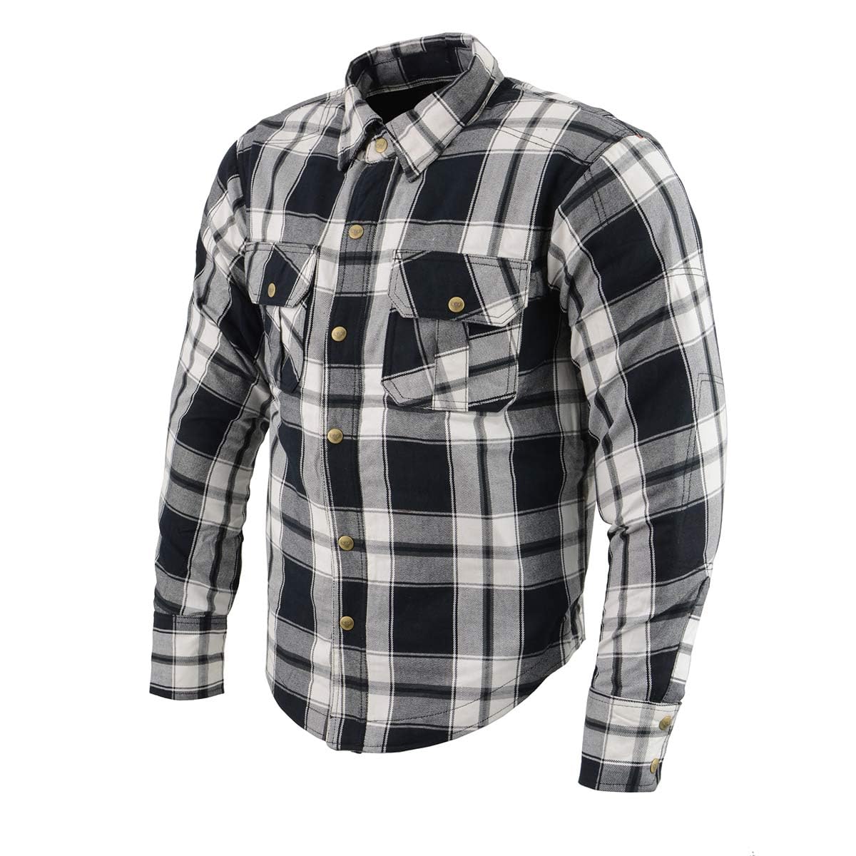 Milwaukee Leather Men's Long Sleeve Armored Flannel Shirt - Large