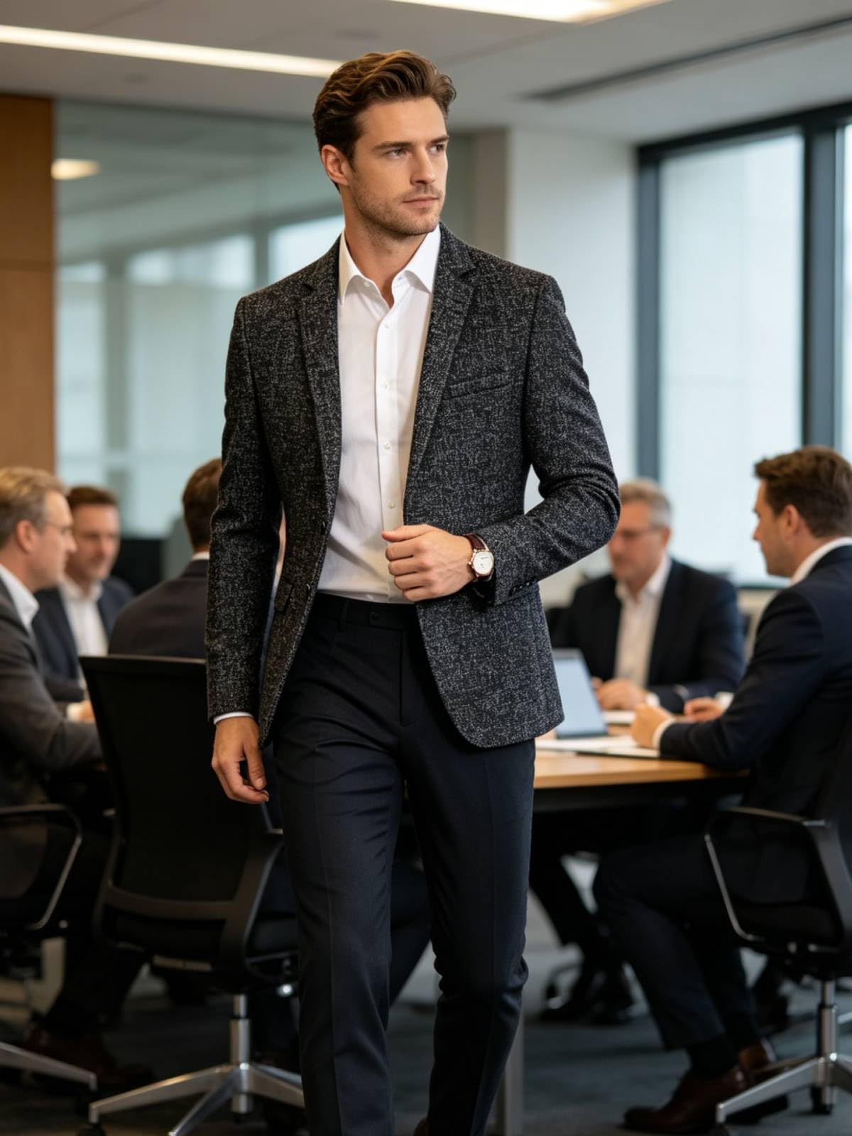 Men's Blazer Lightweight Suit Jacket Slim Sport Coat 2 Button Casual Busniess Travel Jakcets Black