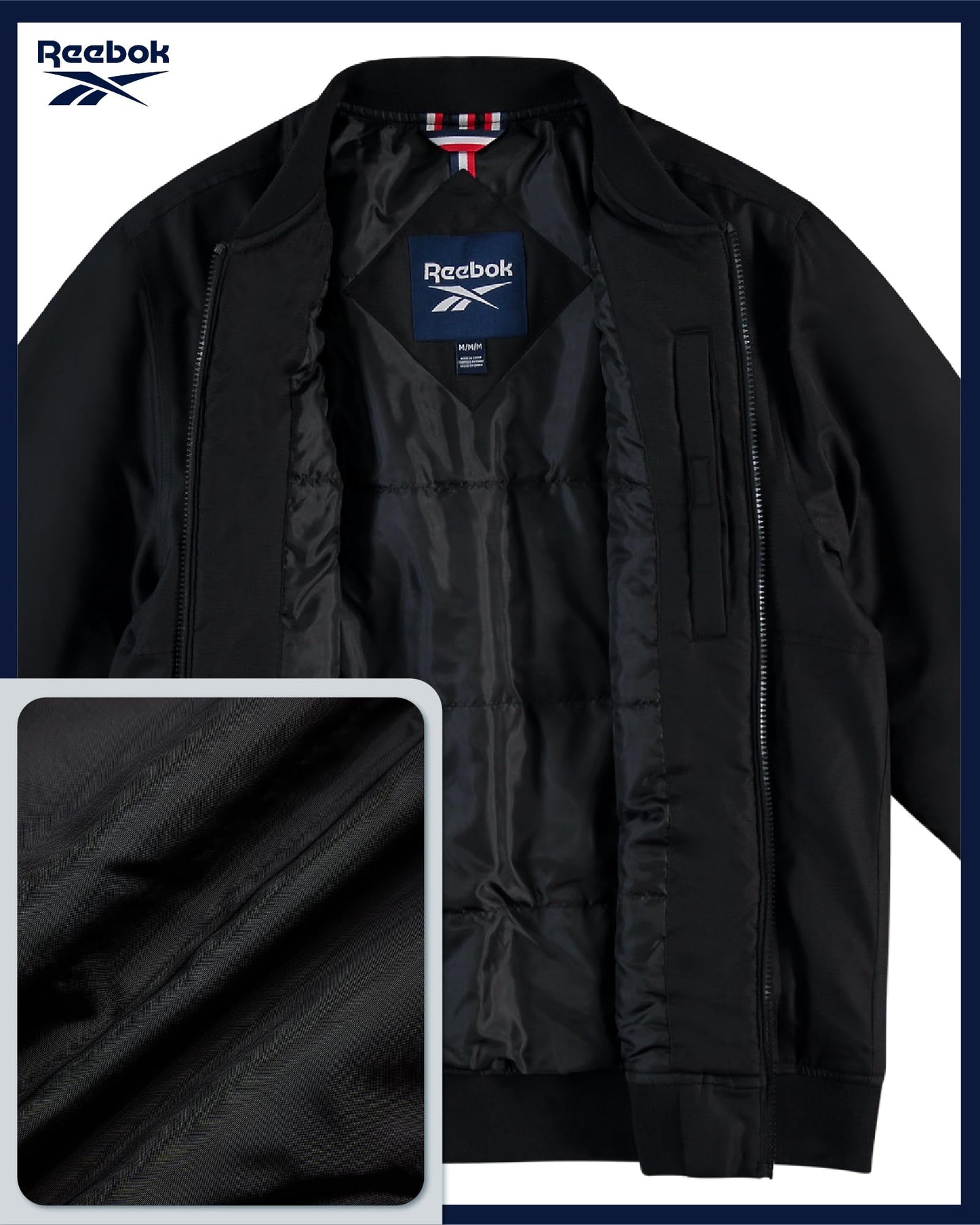 Reebok Mens Insulated Bomber Jacket for Golf, Gym & Hiking