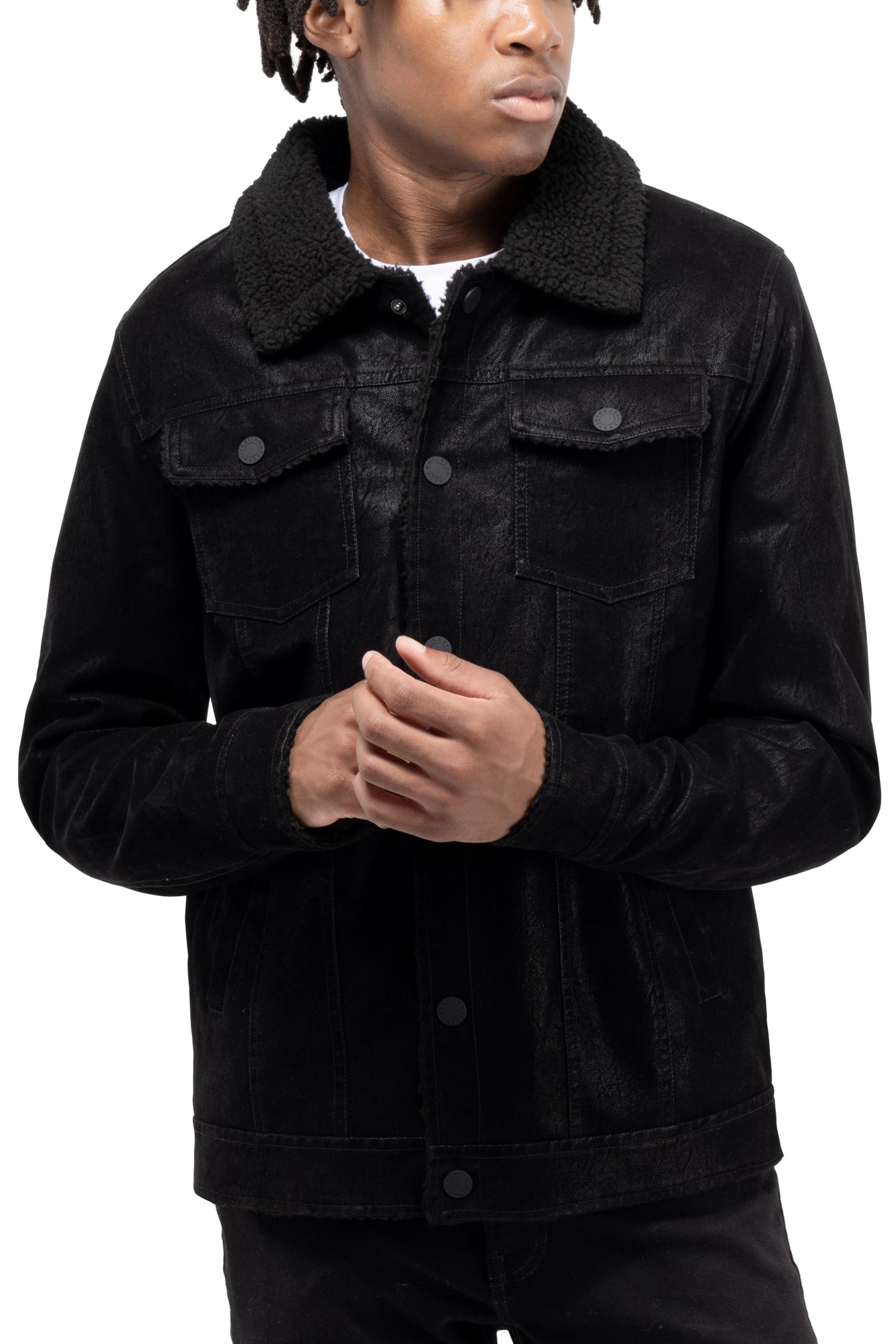 X RAY Mens Faux Leather Jacket, Fall Coat Suede Ranger Jacket With Faux Shearing Lining, Black, Medium