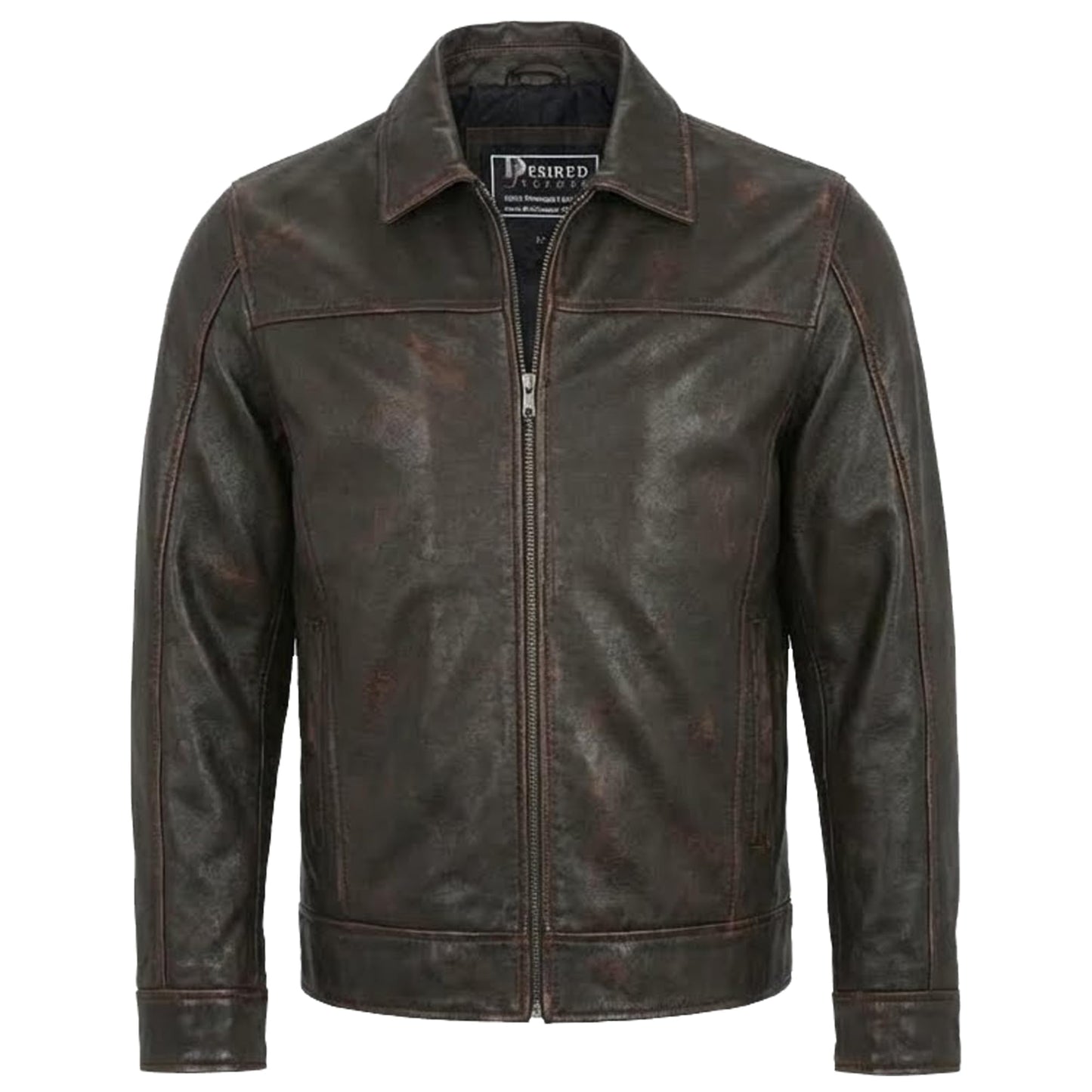 Mens Leather Jacket - Real Lambskin Classic Vintage Style Leather Jackets For Men Brown Leather Jacket for Mens (US, Alpha, X-Large, Regular, Regular, Noir Distressed Brown)