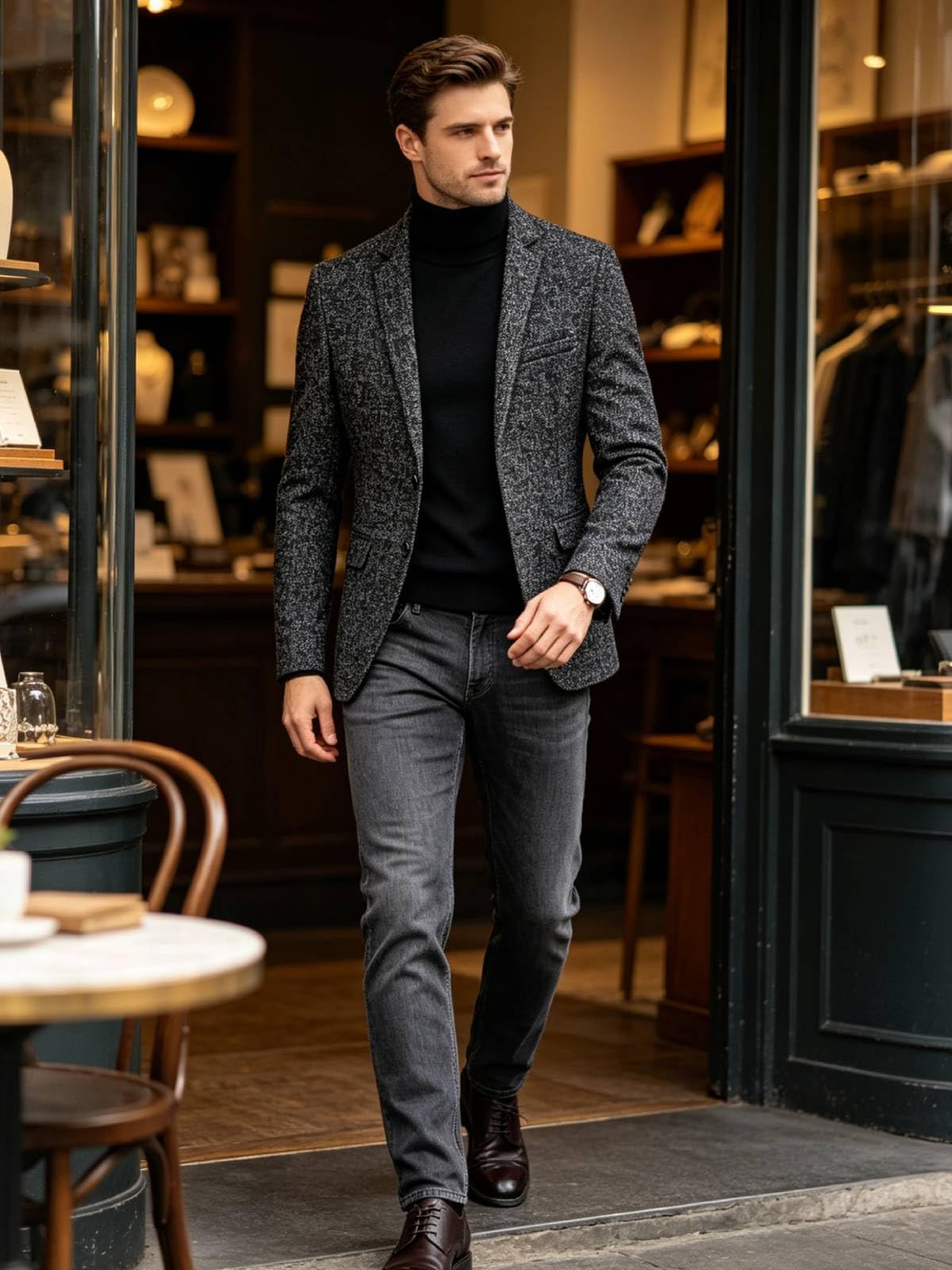 Men's Blazer Lightweight Suit Jacket Slim Sport Coat 2 Button Casual Busniess Travel Jakcets Black