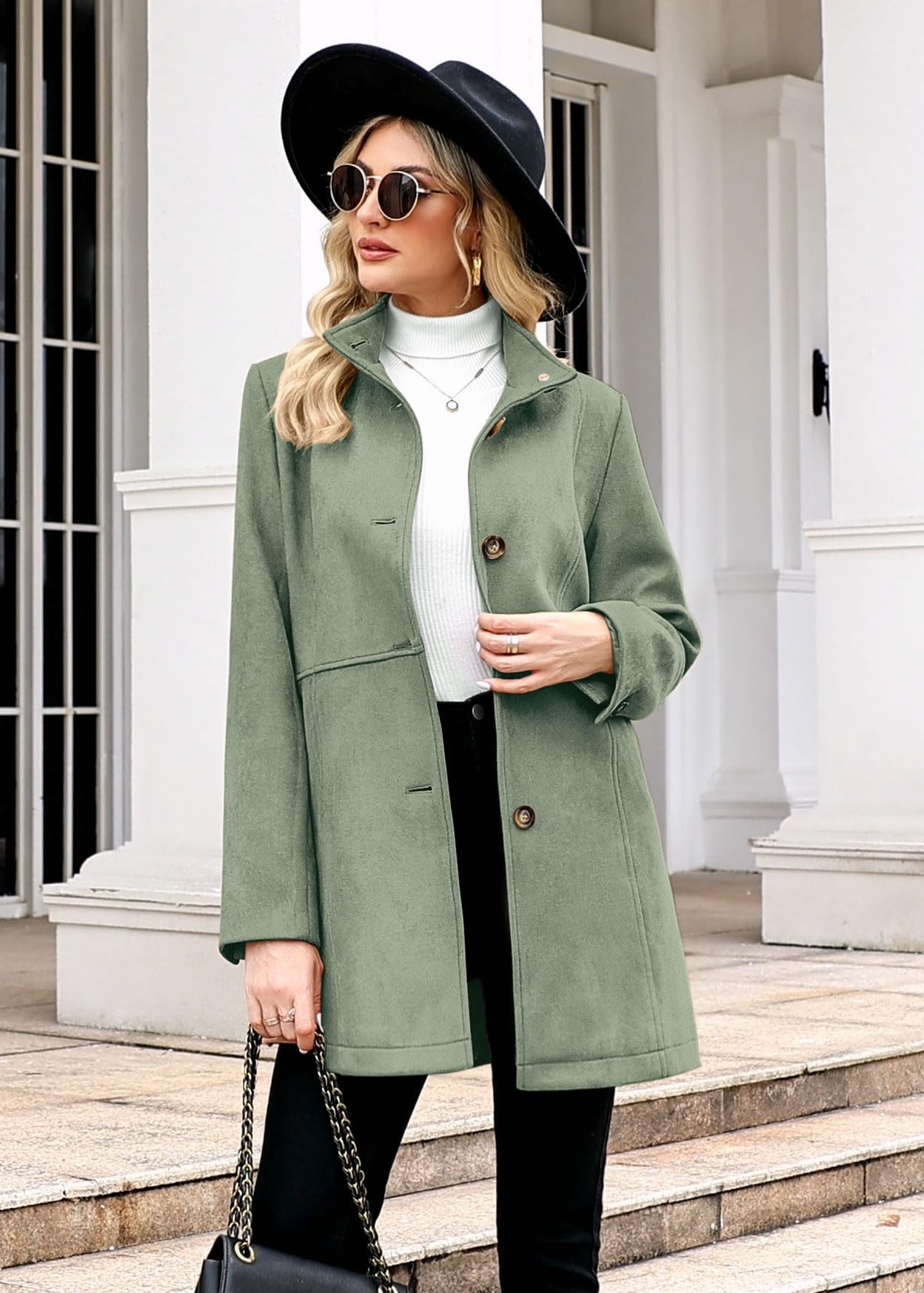 Women's Single Breasted Suede Leather Jacket Coat 2025 Fashion Winter Stand Collar Trench Coats