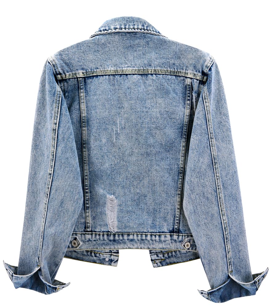 Kedera Denim Jacket for Women Distressed Jean Jackets Button Up Vintage Western Trucker Jacket