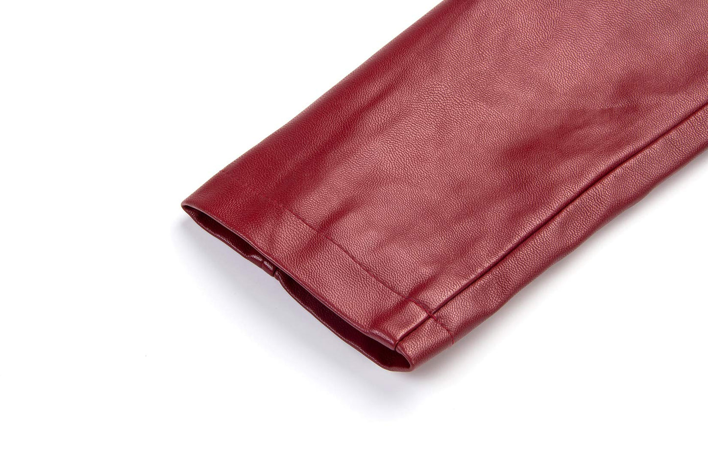 chouyatou Women's Candy Color Asymmetric Zip Slim Faux Leather Cropped Moto Jacket (Medium, Dark Red)