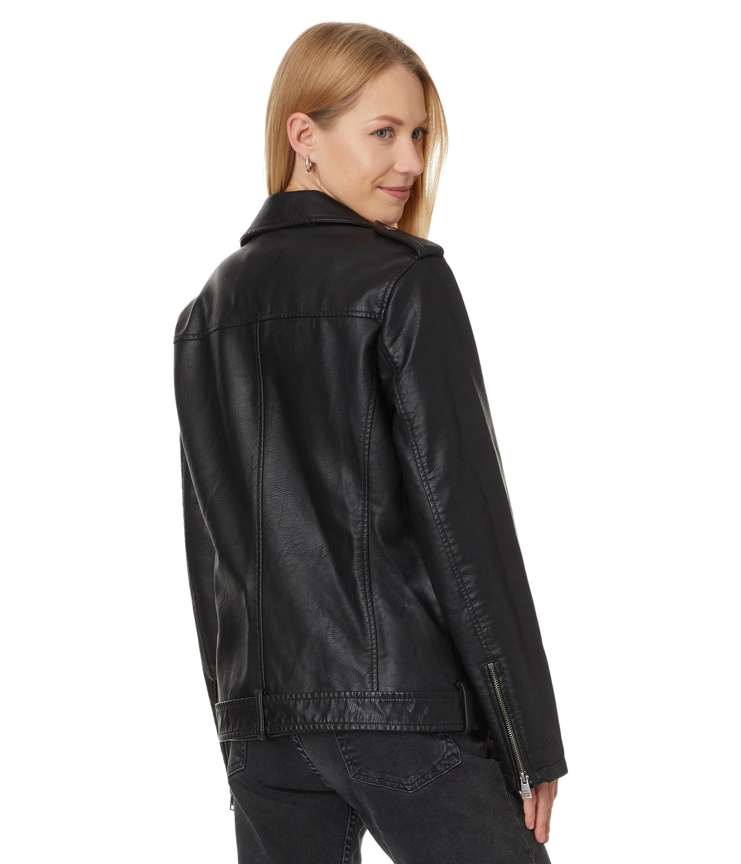 Levi's Women's Oversized Faux Leather Belted Motorcycle Jacket, New Black, X-Small