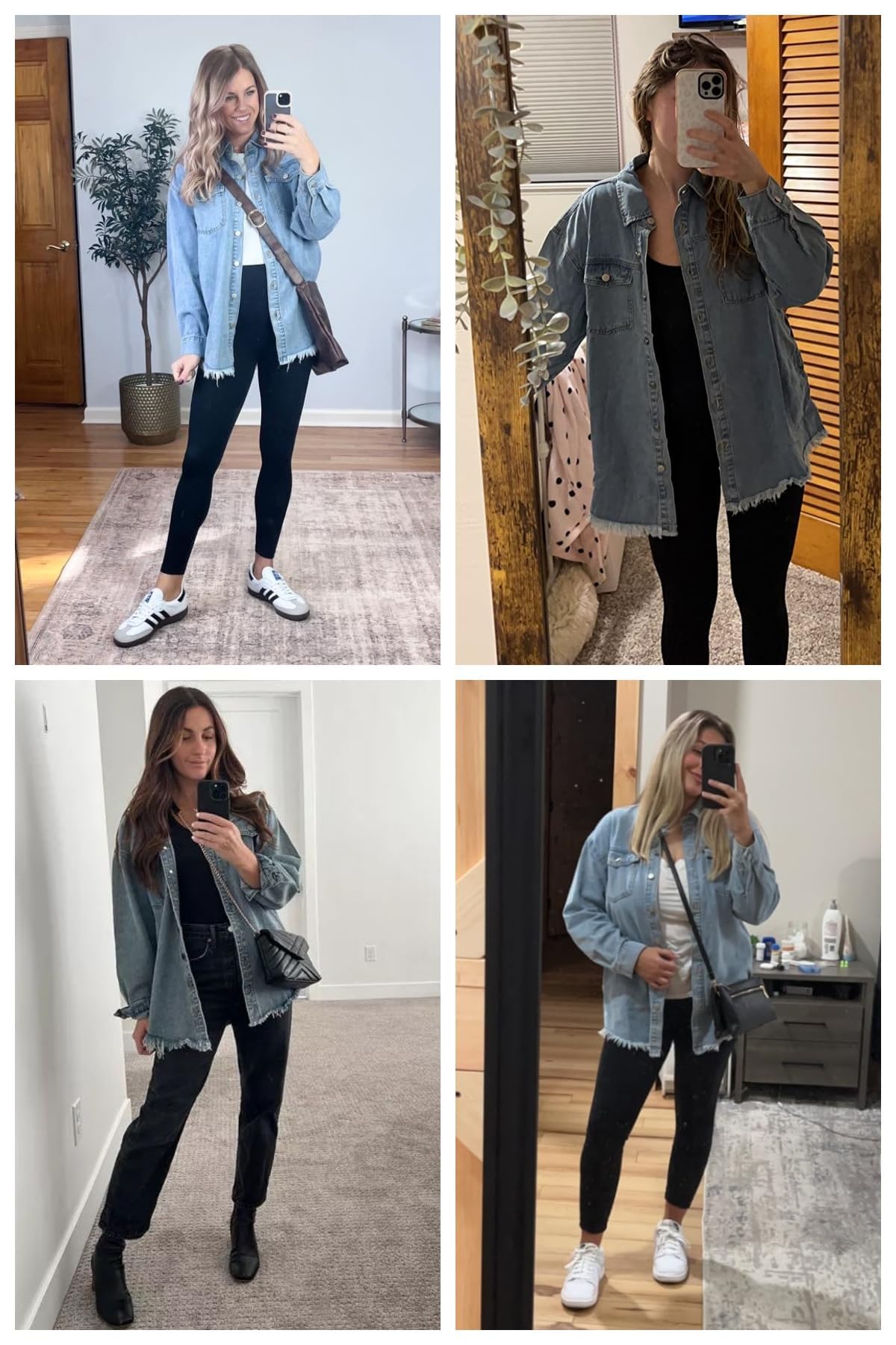 Dokotoo Jean Jacket Women Spring Summer Fall Country Concert Outfits Casual Long Sleeve Denim Shirt Distressed Boyfriend Denim Jacket Shackets Western Jean Jacket Womens Clothing Sky Blue Jackets L