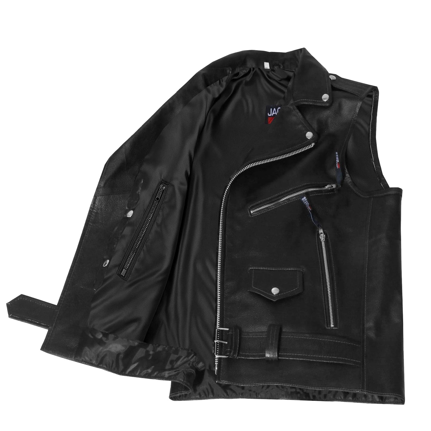 Jackets 4 Bikes Men's Classic Buffalo Leather Motorcycle Biker Vest | Vintage Cruiser Vest for Men, | Stylish Street Club Riding Black L