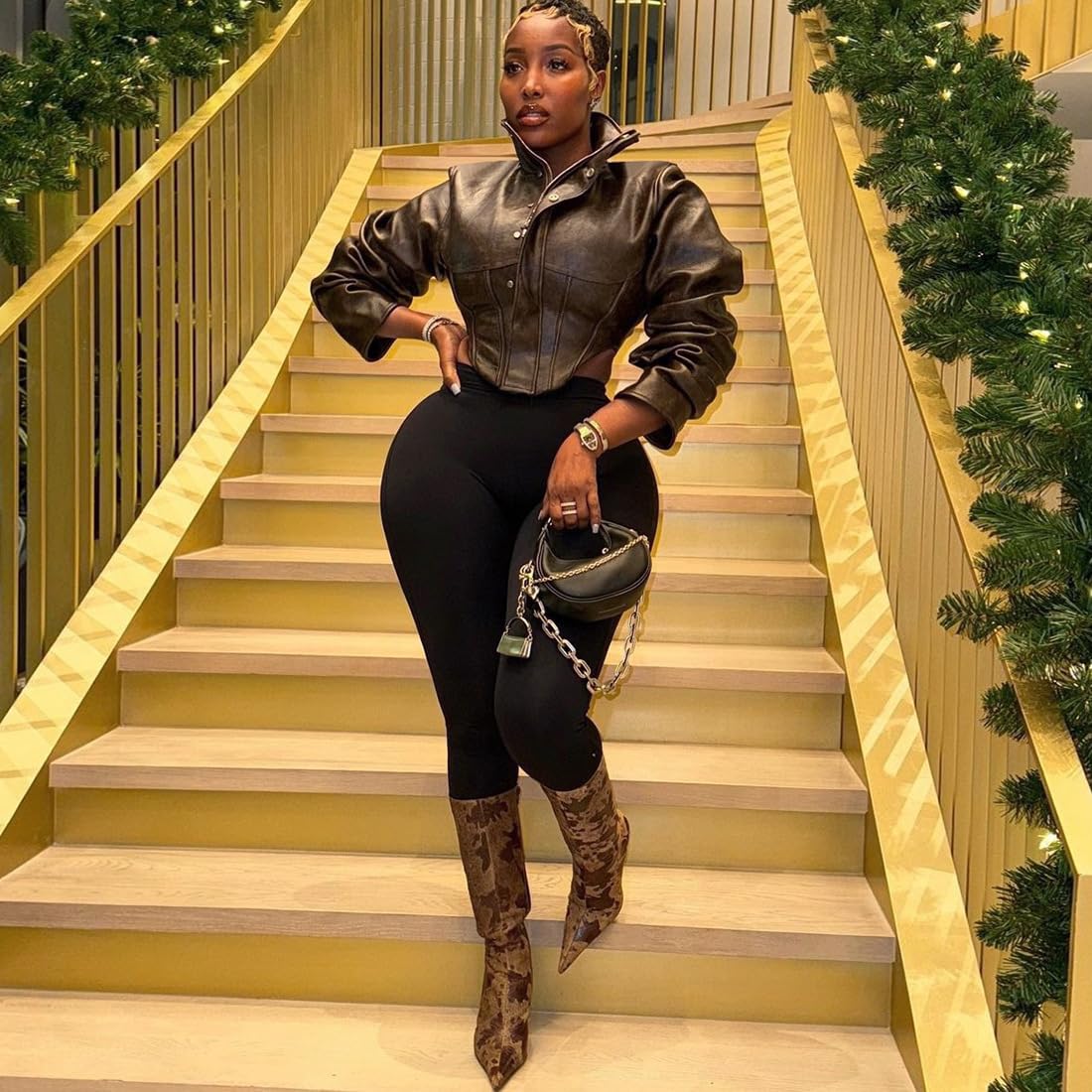 YOUFE Women Faux Leather Jacket Retro Zip Up Motorcycle Long Sleeve Crop Bomber Jacket Y2K Irregular Leather Coat Streetwear