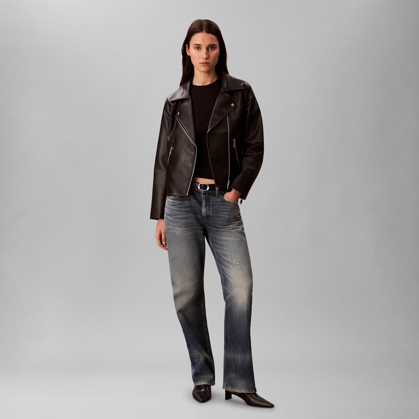 Calvin Klein Women's Classic Faux Leather Moto Jacket
