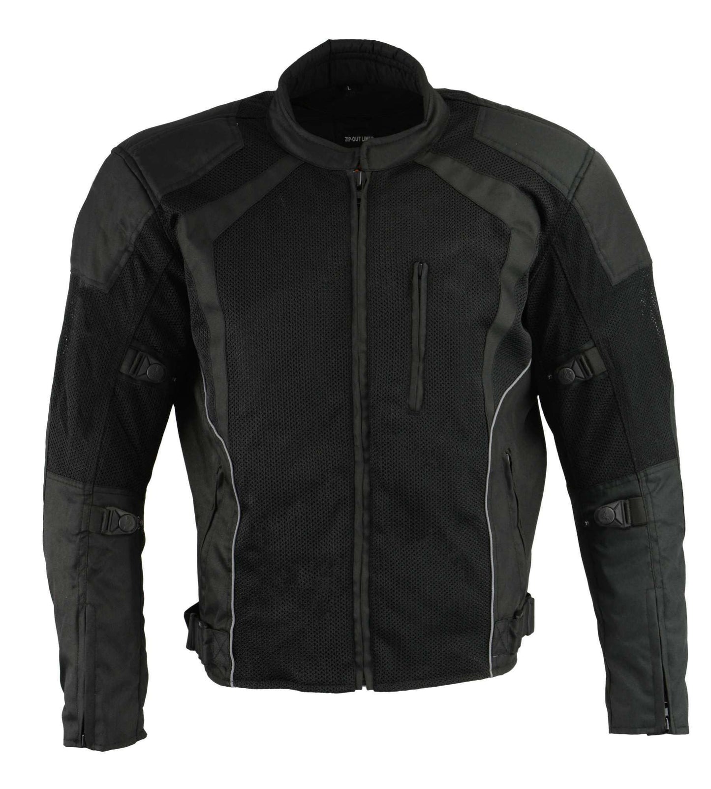 Milwaukee Leather Men’s CE Armored All-Season Motorcycle Jacket – Impact Protection Textile Racer Design - Large