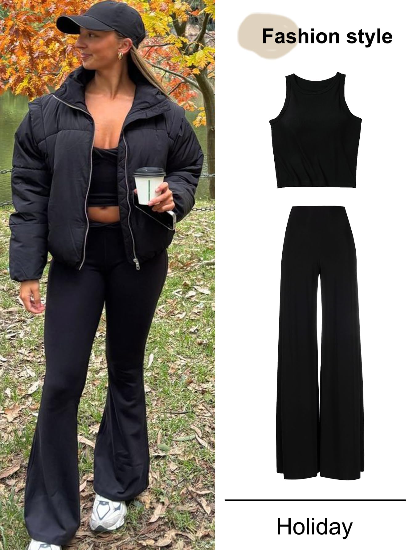 Gihuo Women’s Winter Cropped Puffer Jacket Coat Short Warm Quilted Jacket (Large, Black)