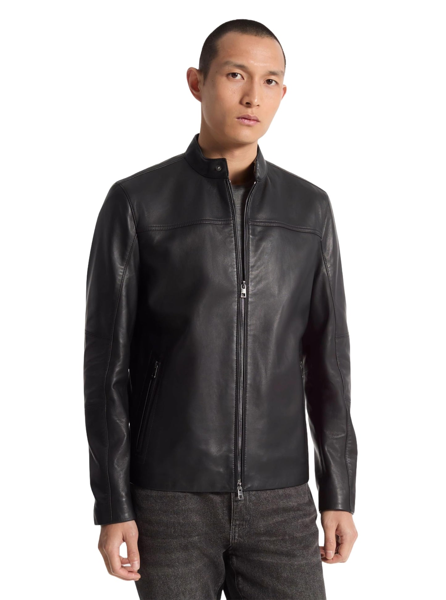 Michael Kors Men's Basic Racer Jacket, Black, S