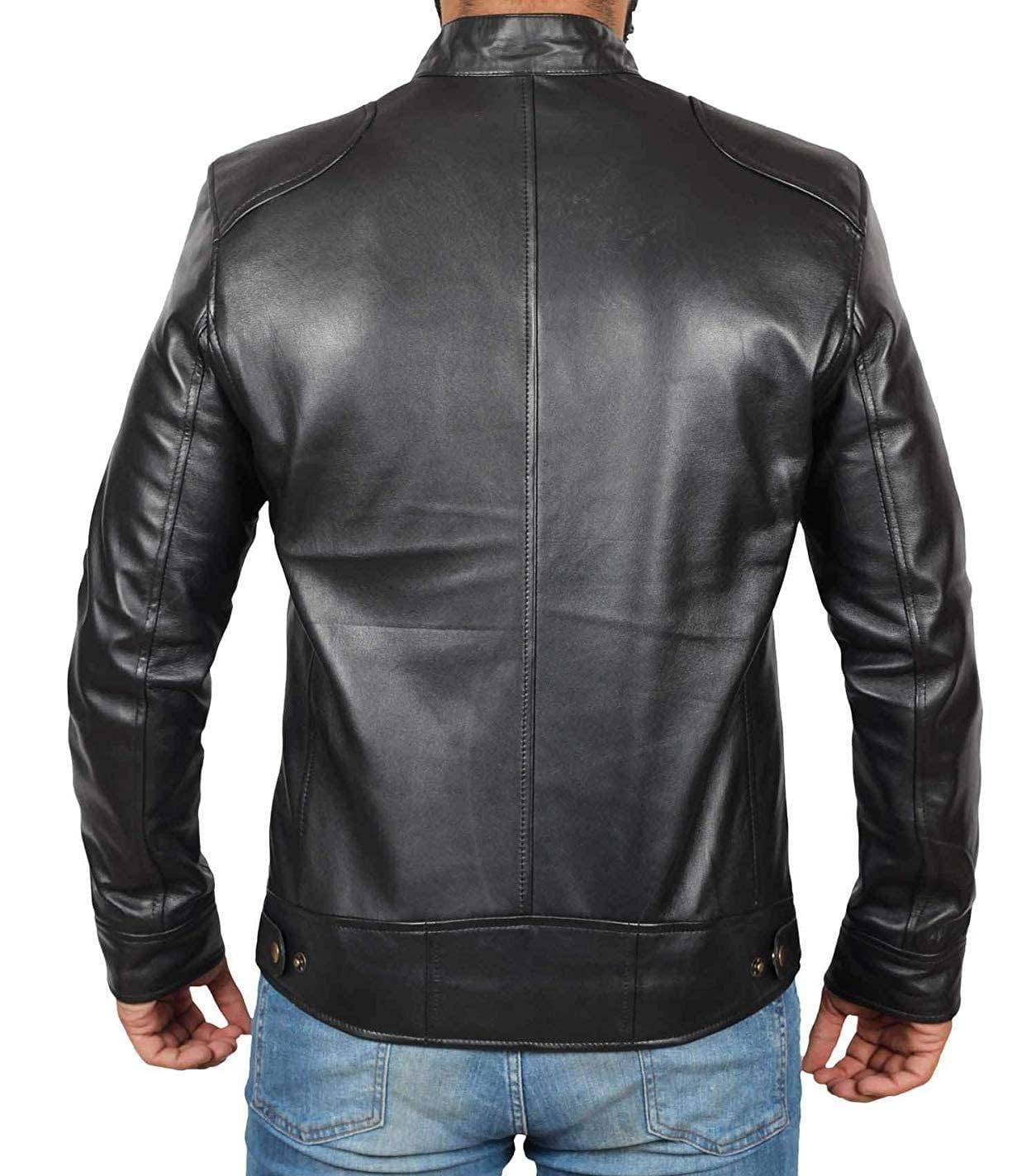 Decrum Mens Black Leather Jacket Men - Mens Leather Jackets | [1100124] Black Ddge, L