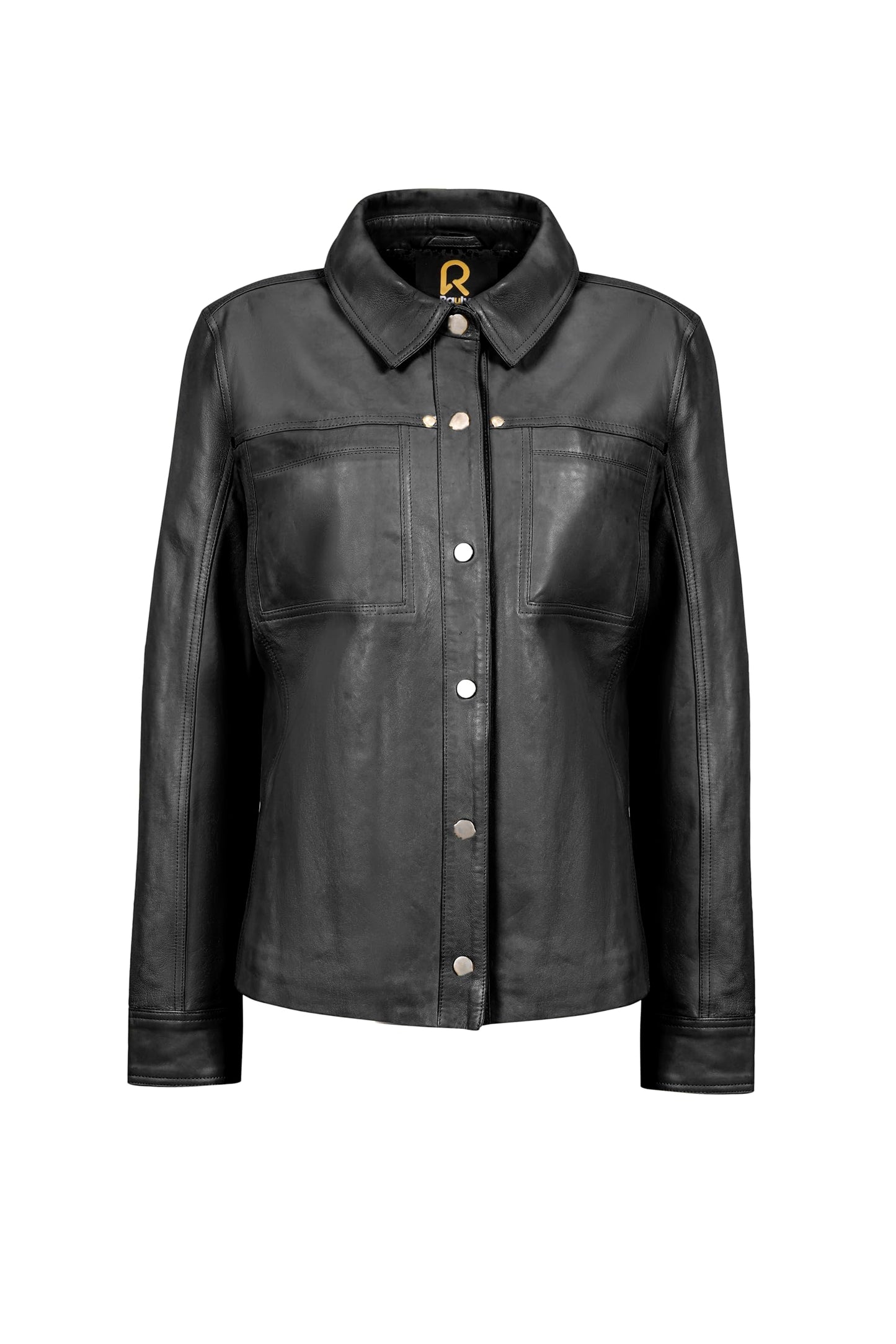Rauly Women’s Leather Trucker Jacket – Stylish Button-up Style, Lightweight Design Womens Leather Jacket Black