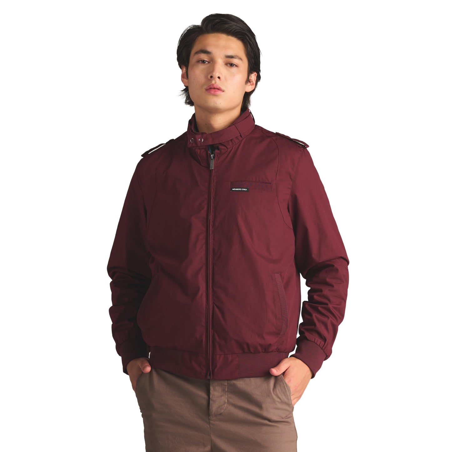 Members Only Men's Iconic Racer Quilted Lining & Slim Fit Jacket (Burgundy, Small)