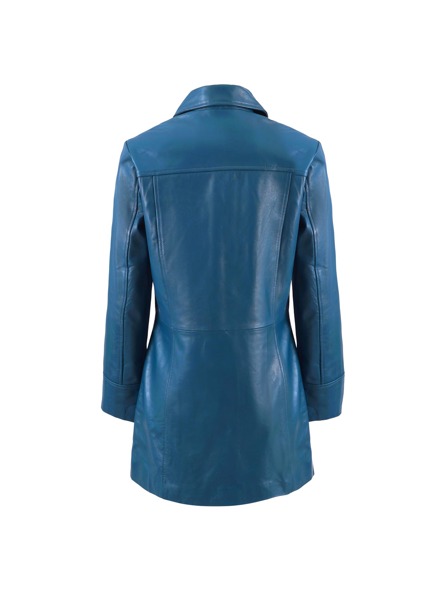 Leather Artist Women’s Lambskin Leather Car Coat – Classic 3/4 Length Style Overcoat (LA-Car.C.Wo.-Blue-XL)