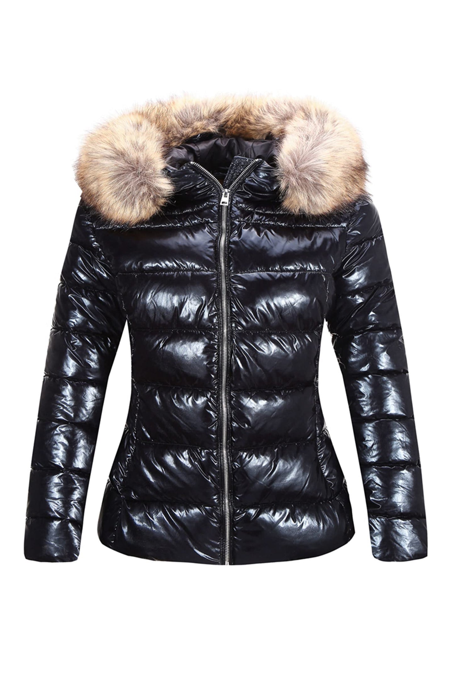 Bellivera Women's Puffer Jacket Warm Coat Hooded with Fur Collar 7695 Black XL
