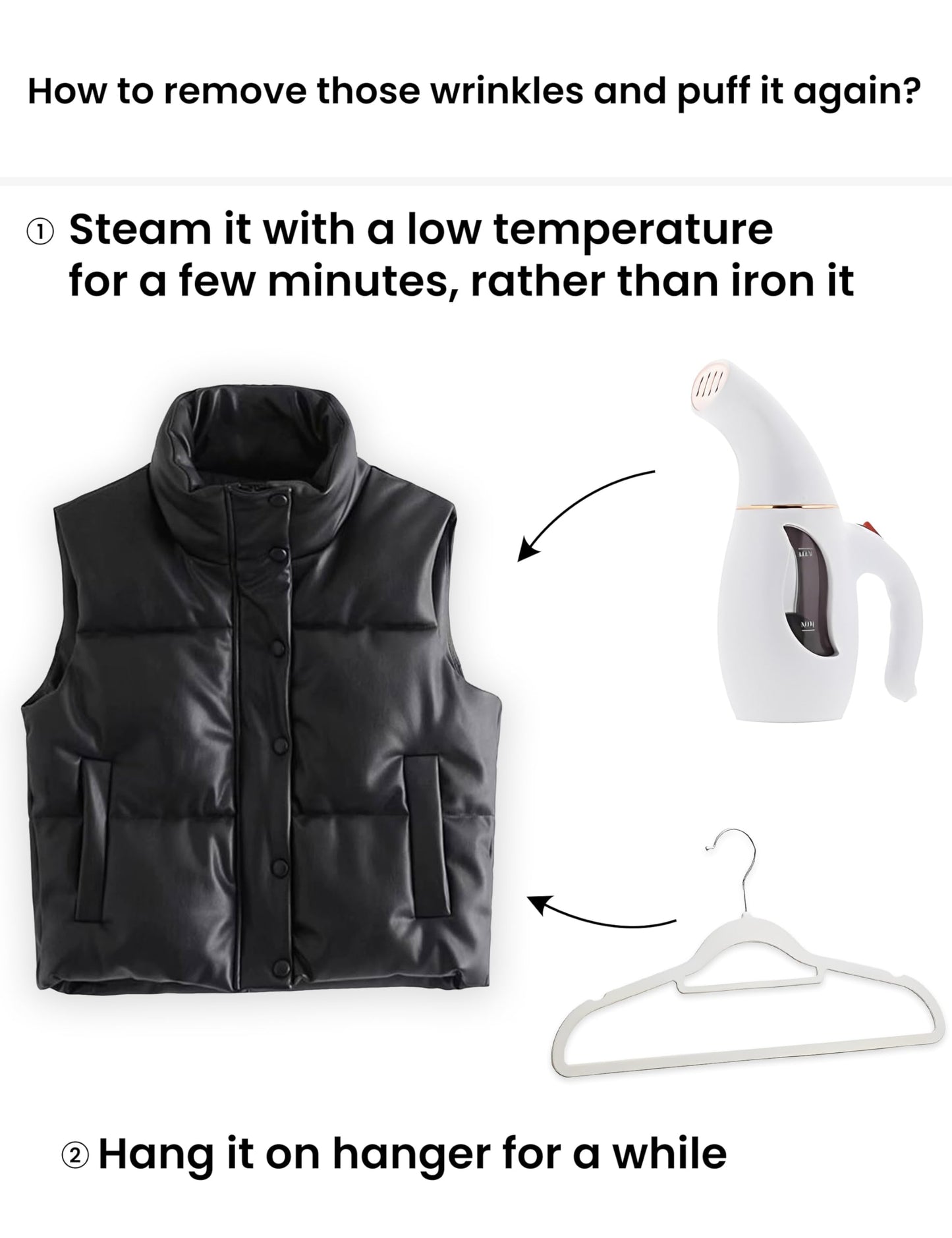 Ailoqing Womens Faux Leather Puffer Vest Zip Up Sleeveless Winter Cropped Jacket(Khaki-XS)