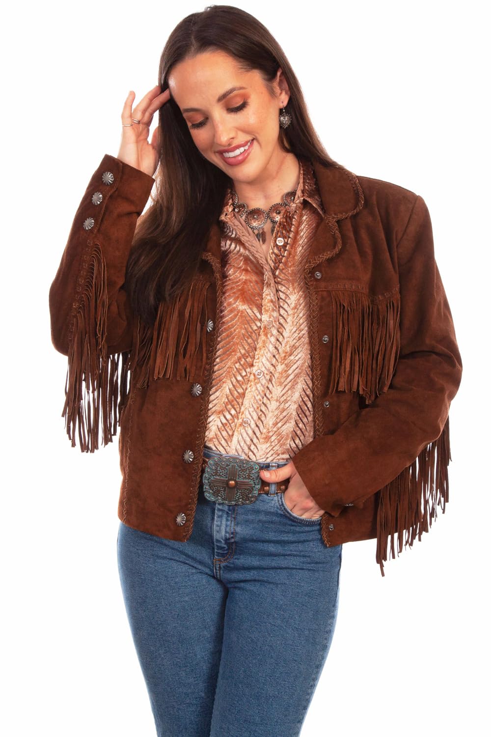 Scully Women's Women'S CafÉ Suede Fringe Jacket - L1080- CAFÉ BROWN Medium US