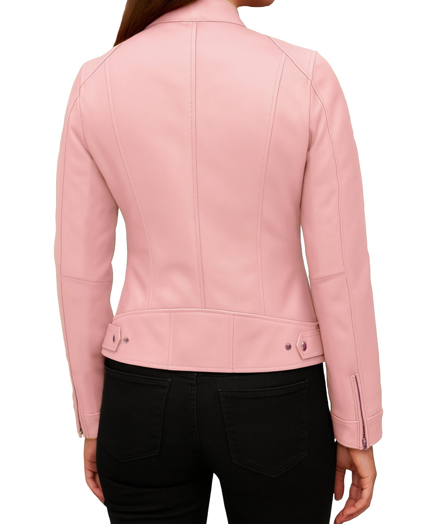 J'Jackin Genuine Lambskin Pink Leather Jacket Women - Biker Style Womens Leather Jackets | Ddge L.Pink, XXL