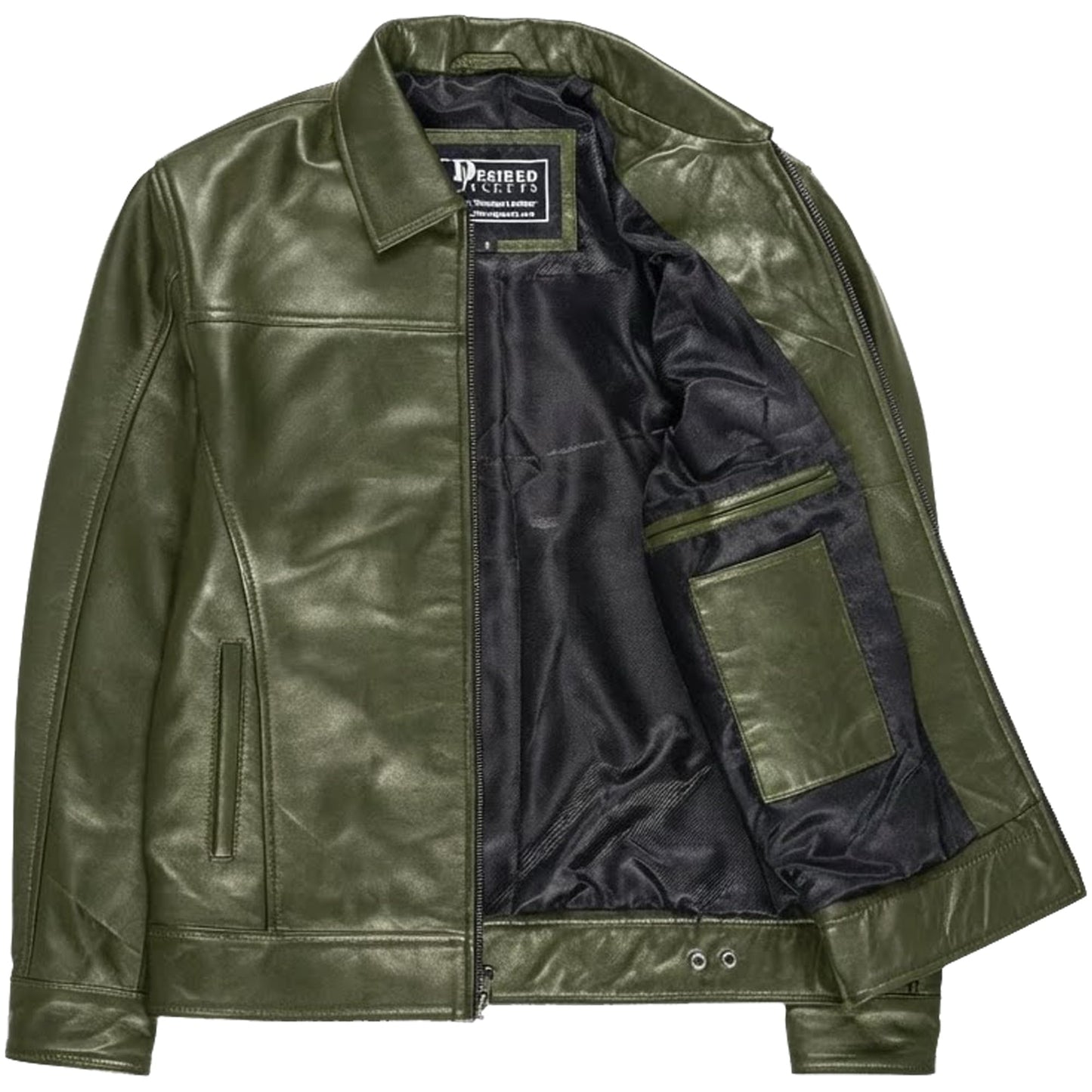 Mens Leather Jacket - Real Lambskin Classic Vintage Style Leather Jackets For Men Brown Leather Jacket for Mens (US, Alpha, X-Large, Regular, Regular, Noir Olive)