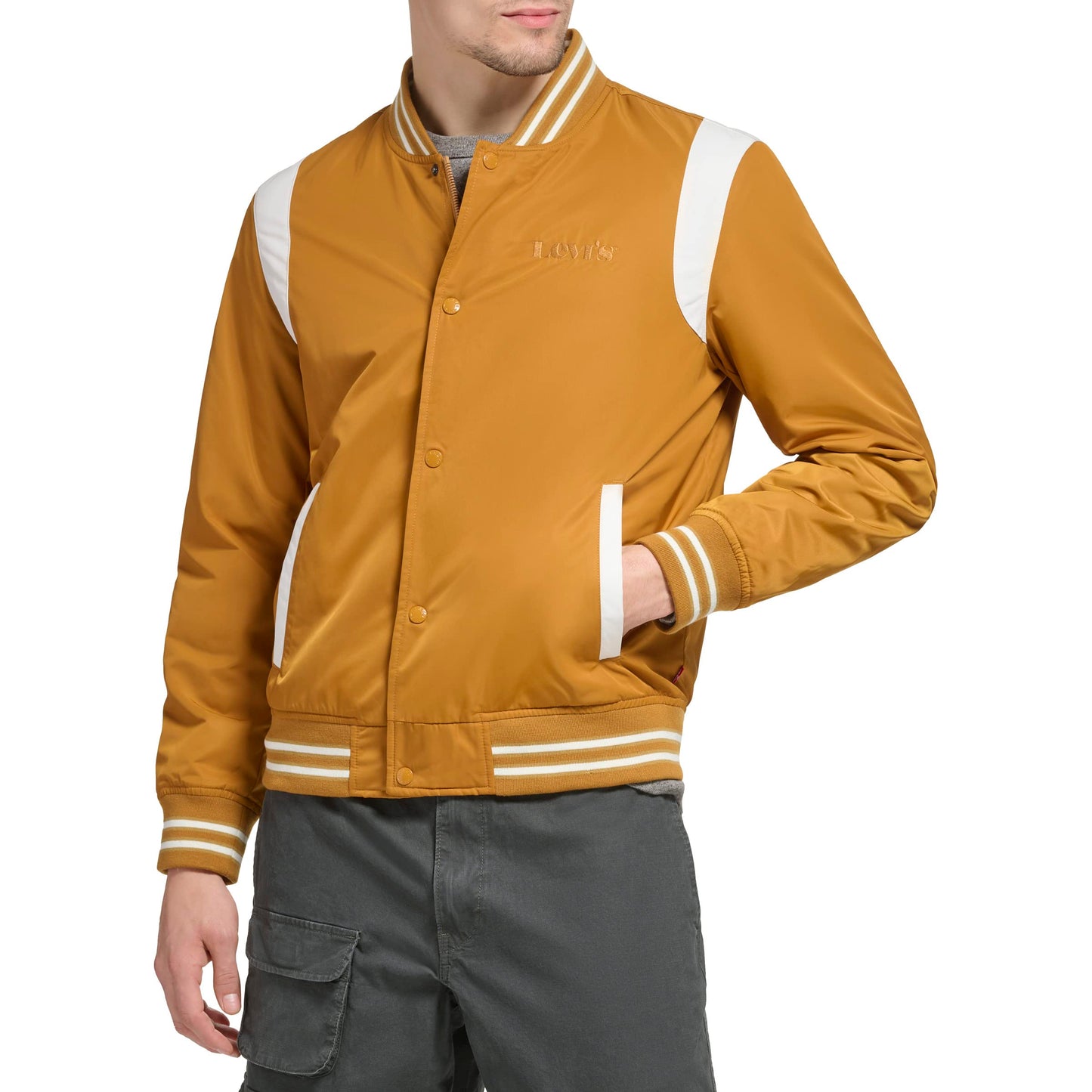 Levi's Men's Colorblock Varsity Bomber Jacket, Spice Racer Stripe, Medium