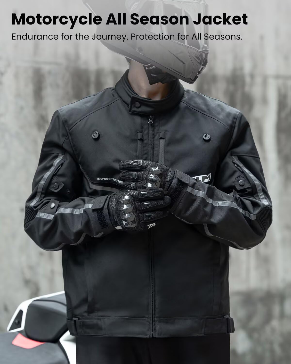 ILM Motorcycle Riding Jacket with CE Armor and Detachable Waterproof Thermal Liner Dual Sport All Season for Men Model JF2