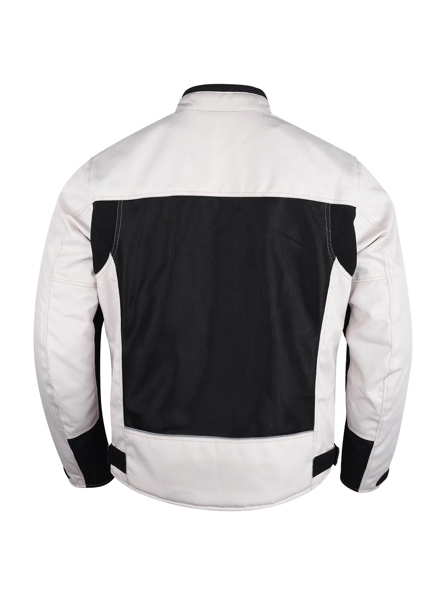 SGR Cool Mesh Cotton Motorcycle Jacket, Black with White Contrast, Zip Front Closure, Protective Riding Gear