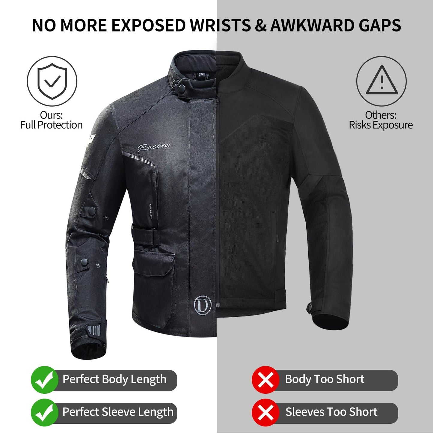 DUHAN Motorcycle Jacket Men, Waterproof Motorcycle Riding Jacket CE Level 2 Armor 3 In 1 Windproof biker Jacket Reflective with Detachable Thermal Liner for All Season Motorbike/Motorcross/Mtb/ADV