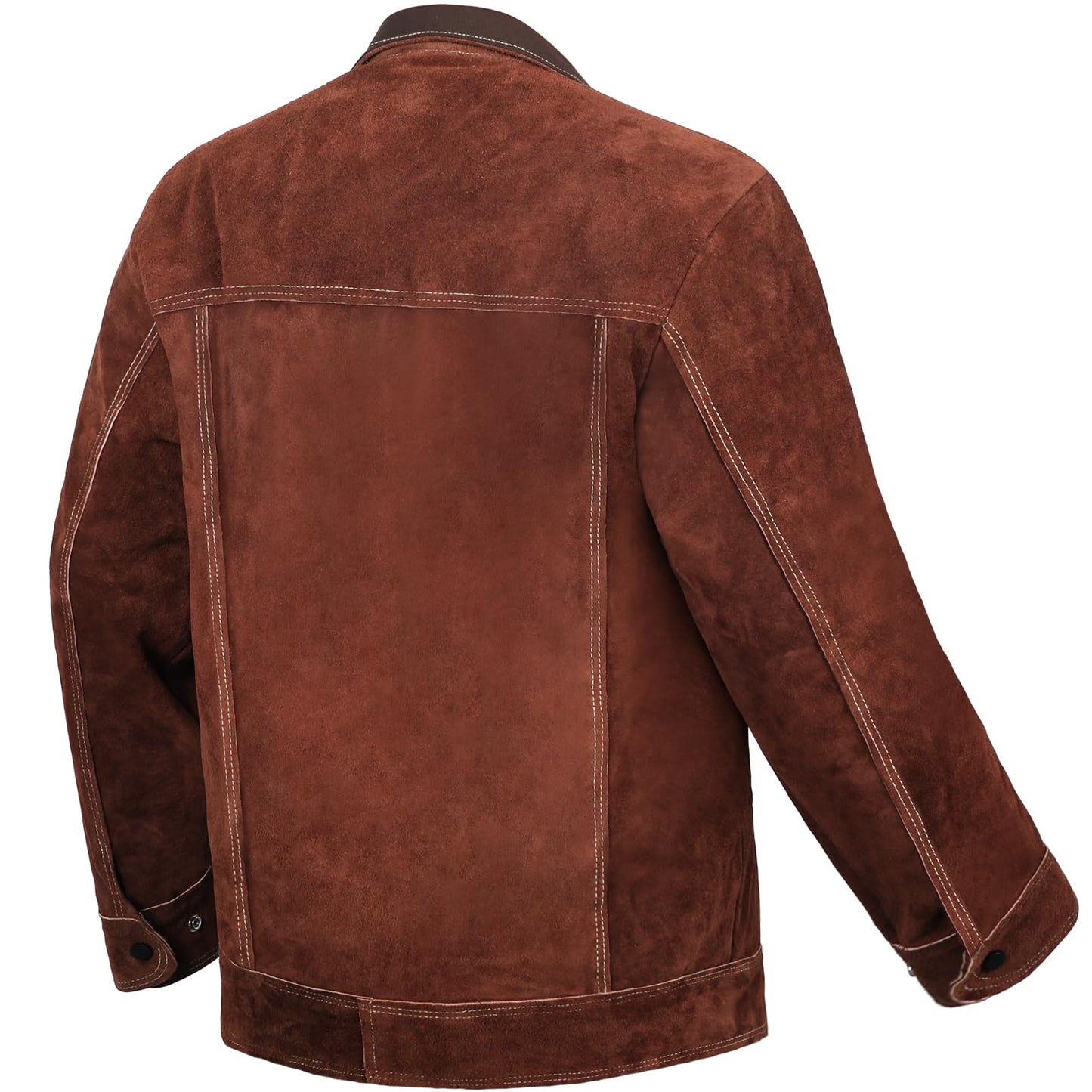ARCCAPTAIN Leather Welding Jacket, Heavy Duty Welder Jackets with Flame Resistant Split Cowhide Leather, Welding Coat for Men Women
