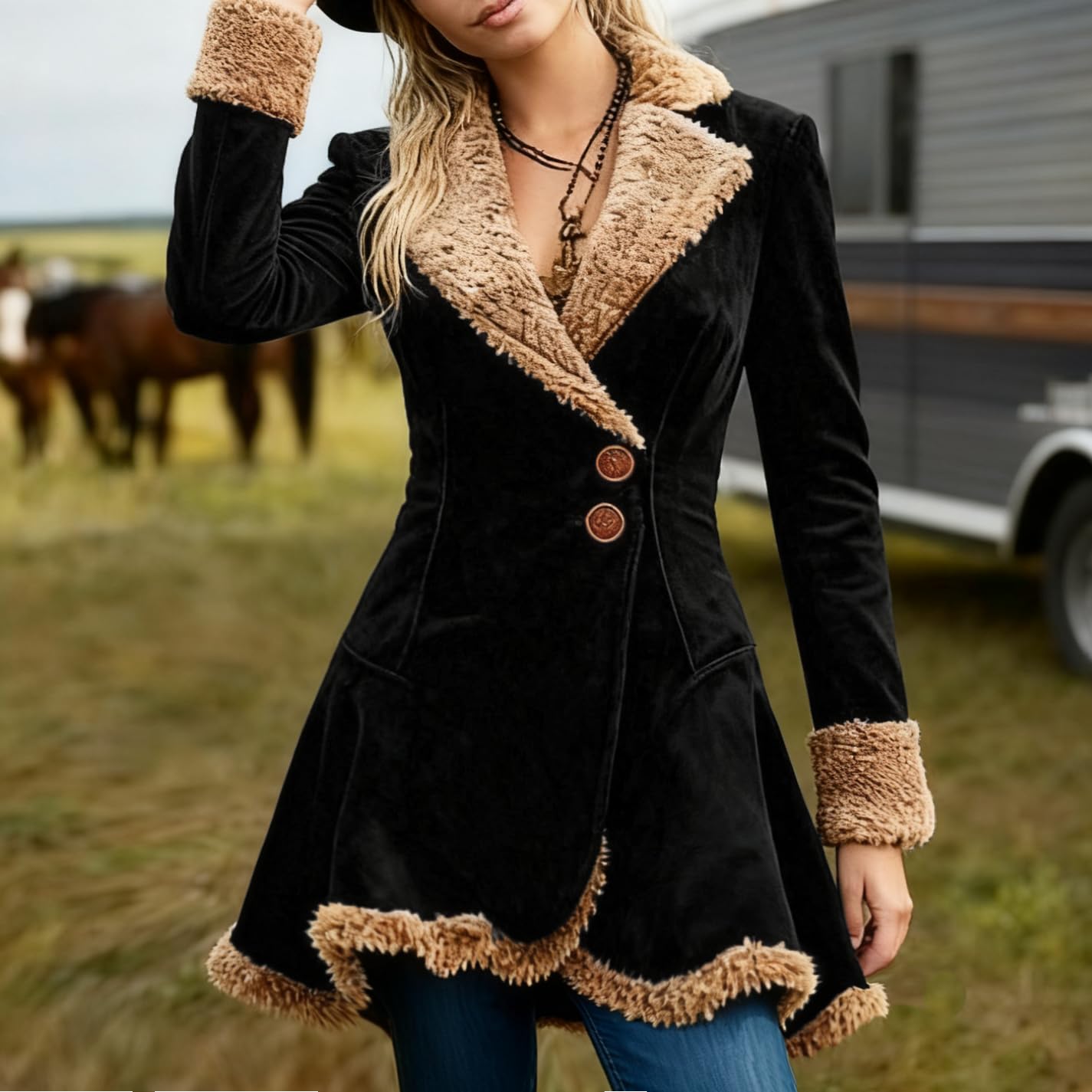 utcoco Womens Sherpa Lined Suede Jacket 2026 Fall Fashion Outfits Slim-Fit Faux leather Fleece Jackets Winter Coats (Medium, Black)