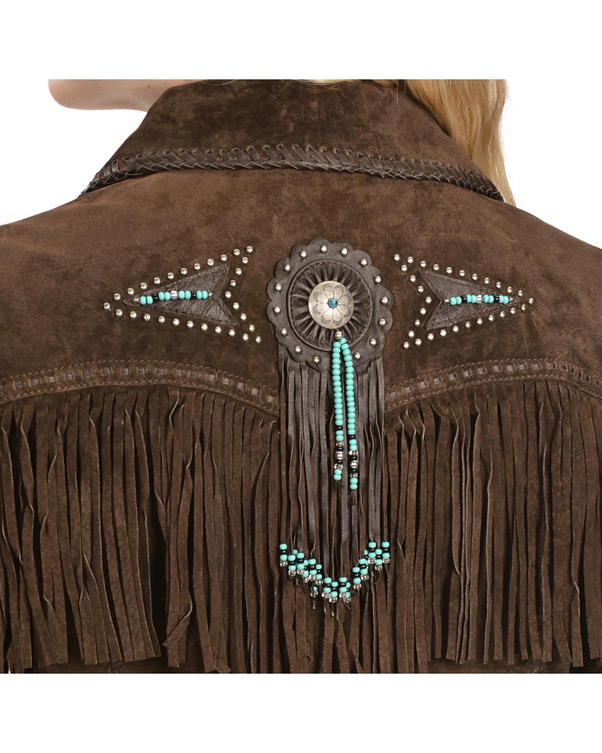 Suede Leather Jacket with Fringe & Conchos in Western Style by Scully