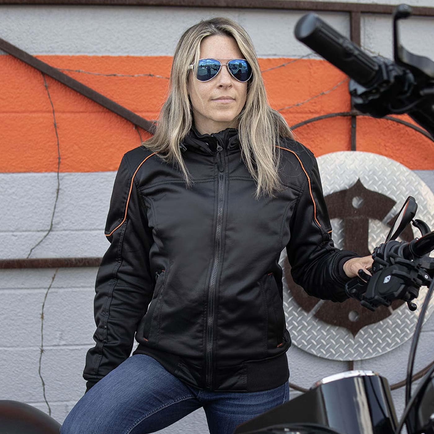 Milwaukee Leather MPL2764 Women's Black Soft Shell Armored Motorcycle Racing Style Jacket with Hoodie - Medium