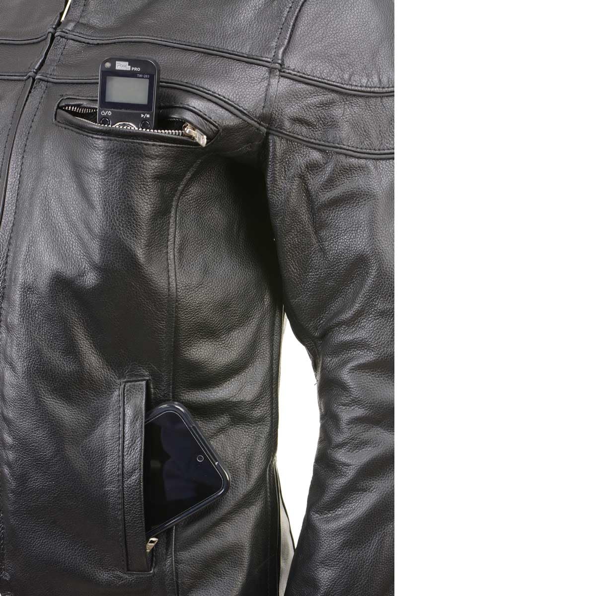 Milwaukee Leather LKL27008 Women's Premium Black Leather Motorcycle Rider Jacket with CE Armor Protection - Medium