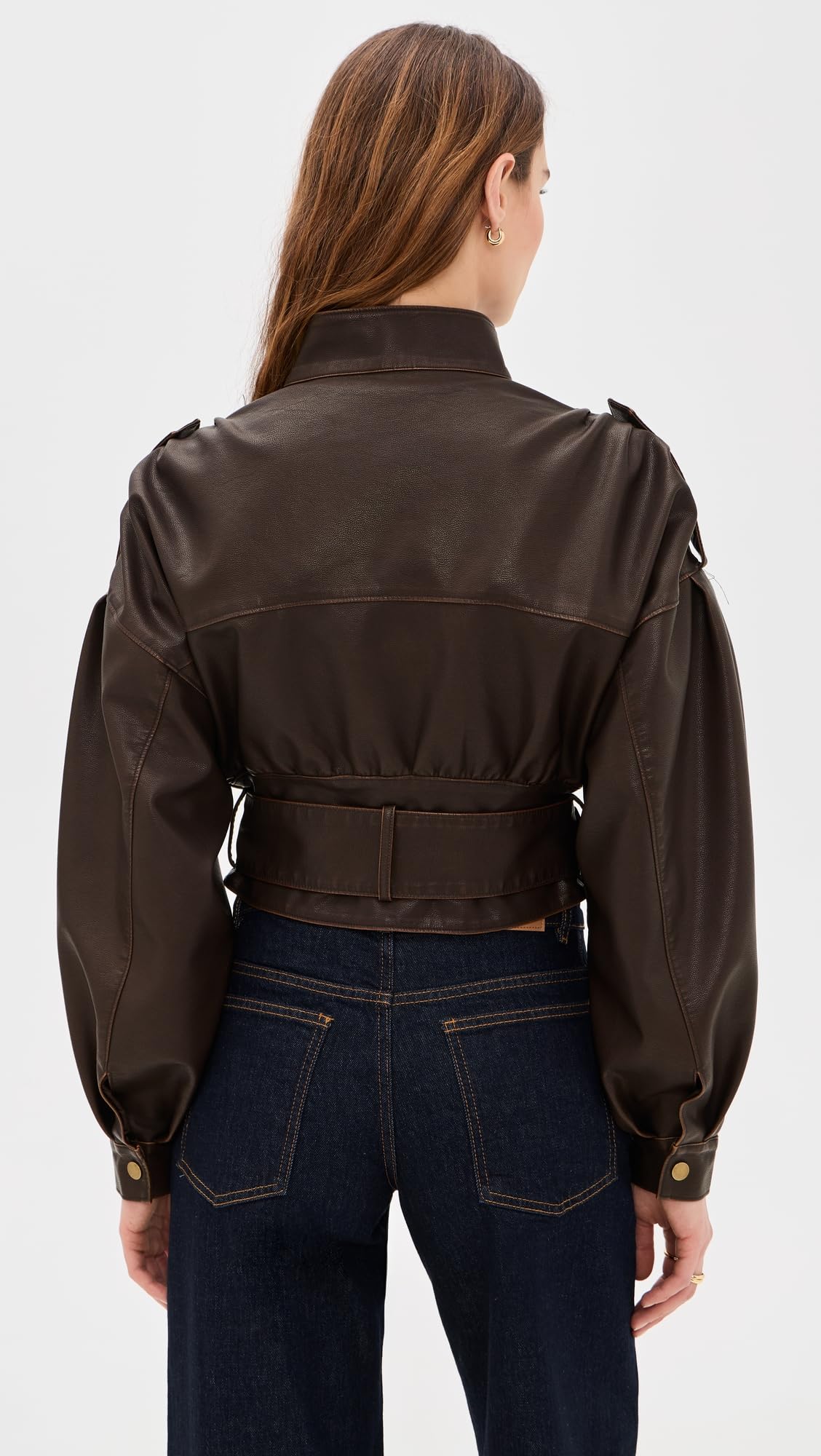 Lioness Women's Gigi Faux Leather Bomber Jacket, Chocolate, S