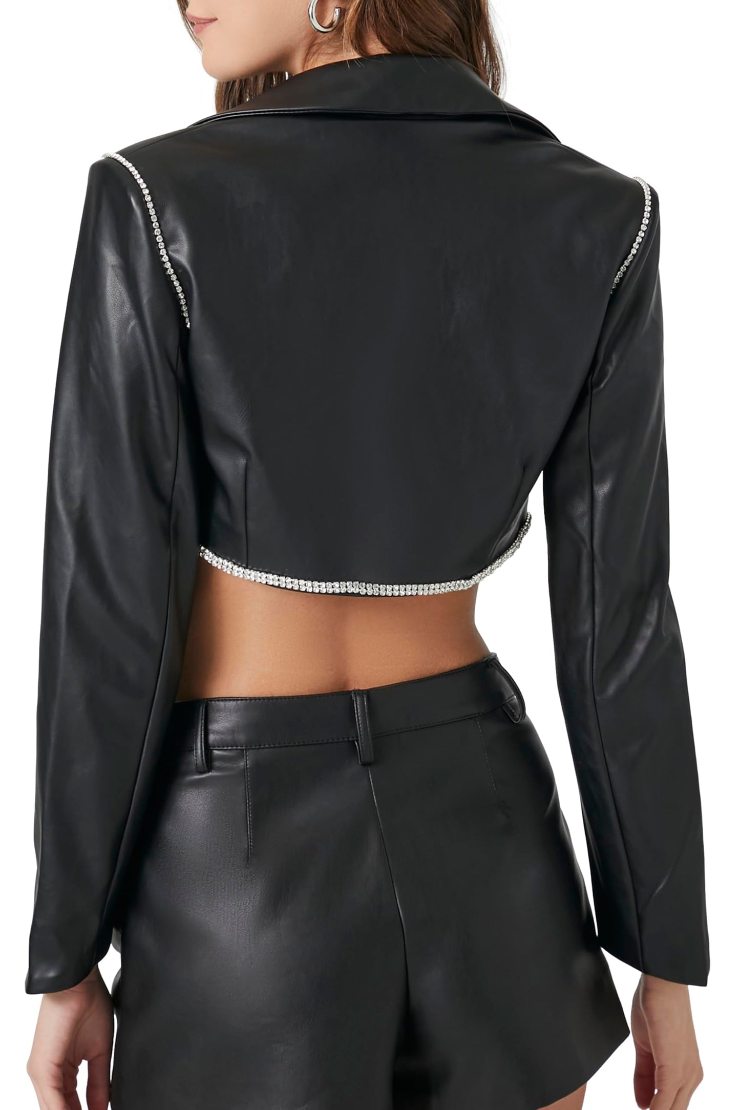 Forever 21 Cropped Faux Leather Jacket Black X-Small