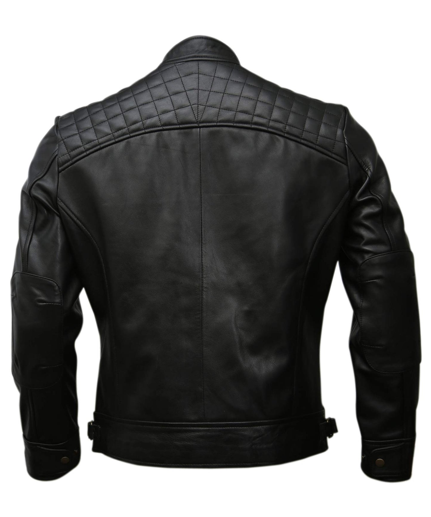 Mens Genuine Leather Biker Jacket Black | Vintage Brown Distressed Lambskin Motorcycle Jackets for Men (Medium, Black)