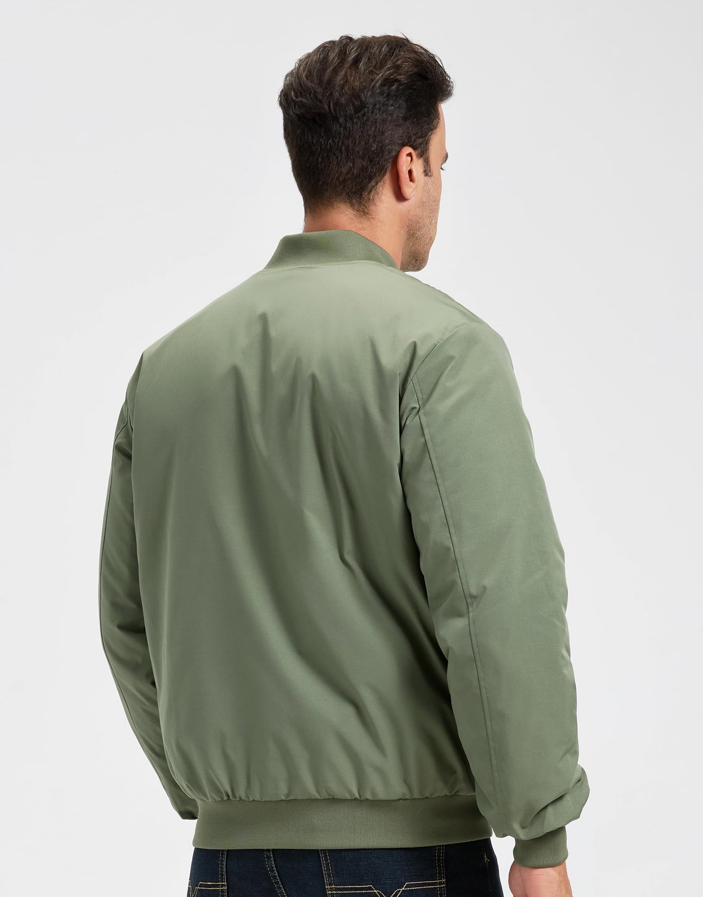 ULUSERN Men's Jackets-Bomber Jacket Fall Winter Warm Windbreaker Full Zip Casual Padded Coats
