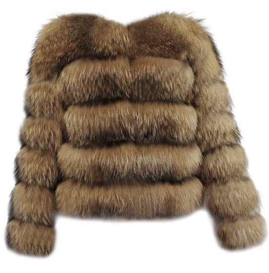 loveimgs Women Warm Fluffy Cropped Puffer Jacket Faux Fur Coat Crop Parka Collarless Winter Teddy Bear Coat Overcoat (Medium, Raccoon)
