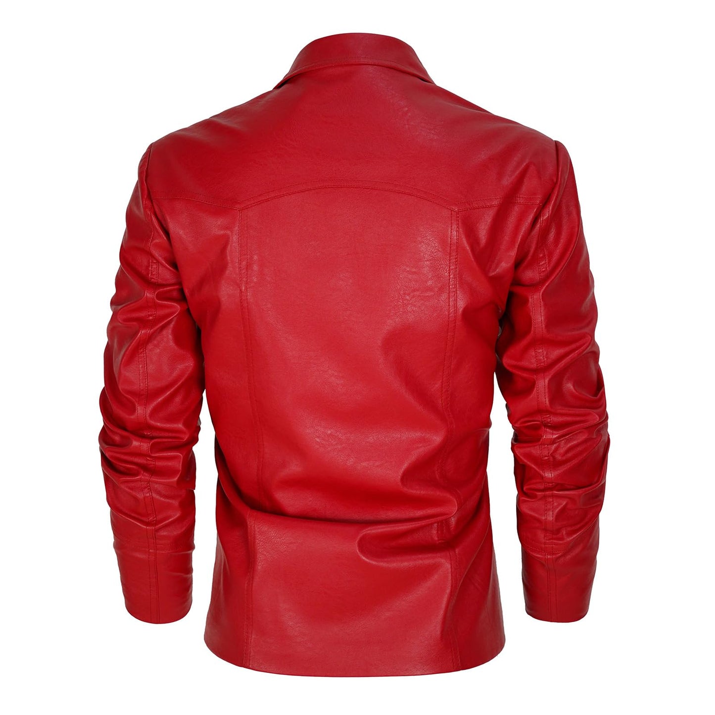 Xpsivponi Men's Fashion Red Leather Jacket Classic Club Jacket(Z2756,S)