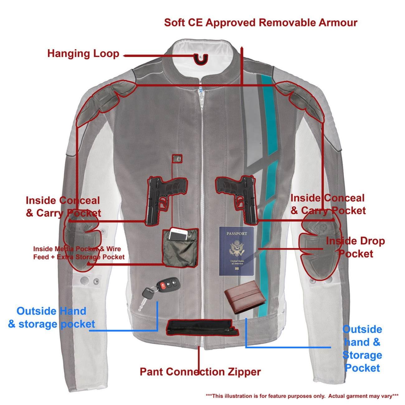 Milwaukee Leather Men’s CE Armored All-Season Motorcycle Jacket – Impact Protection Textile Racer Design - Large
